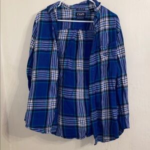 Chaps Blue and White Button Down Shirt